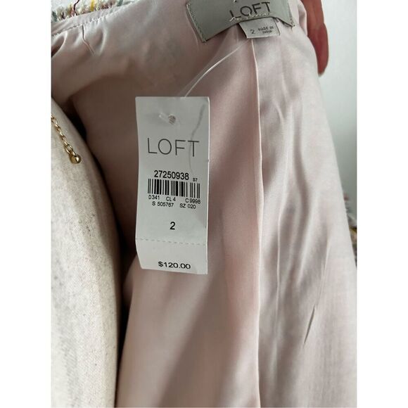 Loft Womens Tweed Blazer Size 2 Tweed Open Front Blazer Pink LongSleeve Jacket - Picture 4 of 5